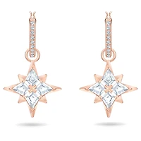 Symbolica drop earrings, Star, White, Rose gold-tone plated by SWAROVSKI