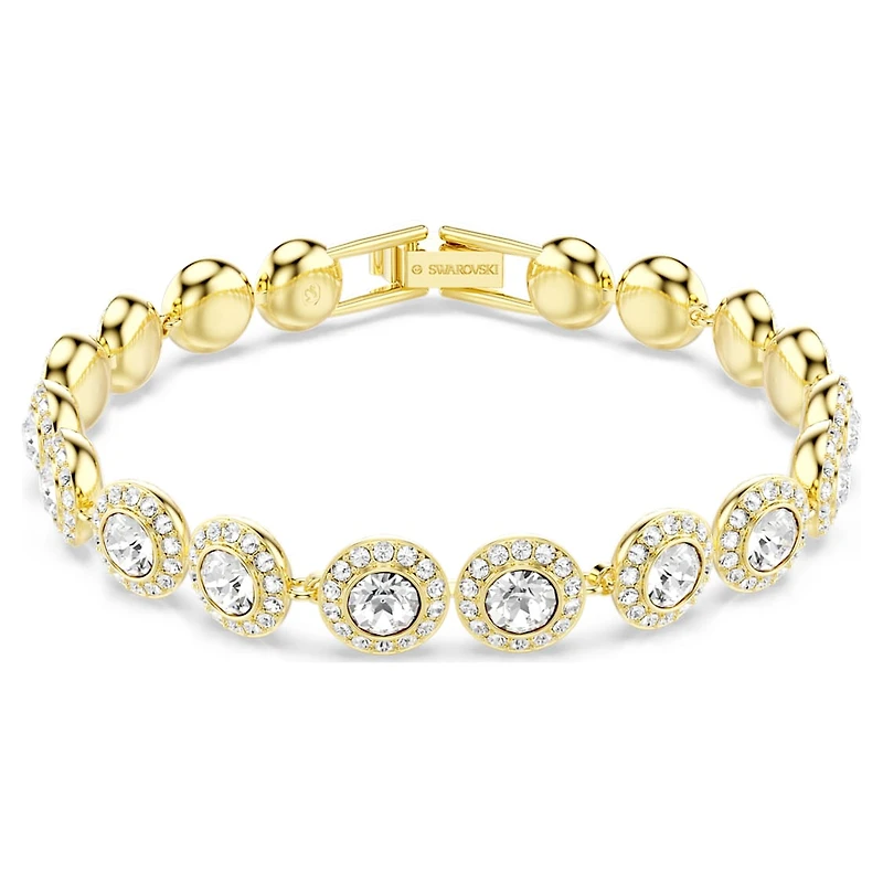 Una Angelic bracelet, Round cut, Pavé, Medium, White, Gold-tone plated by SWAROVSKI