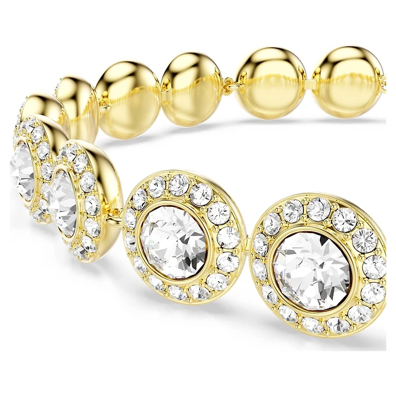 Una Angelic bracelet, Round cut, Pavé, Medium, White, Gold-tone plated by SWAROVSKI