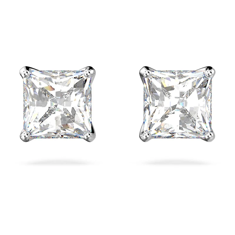 Stilla Attract stud earrings, Square cut, White