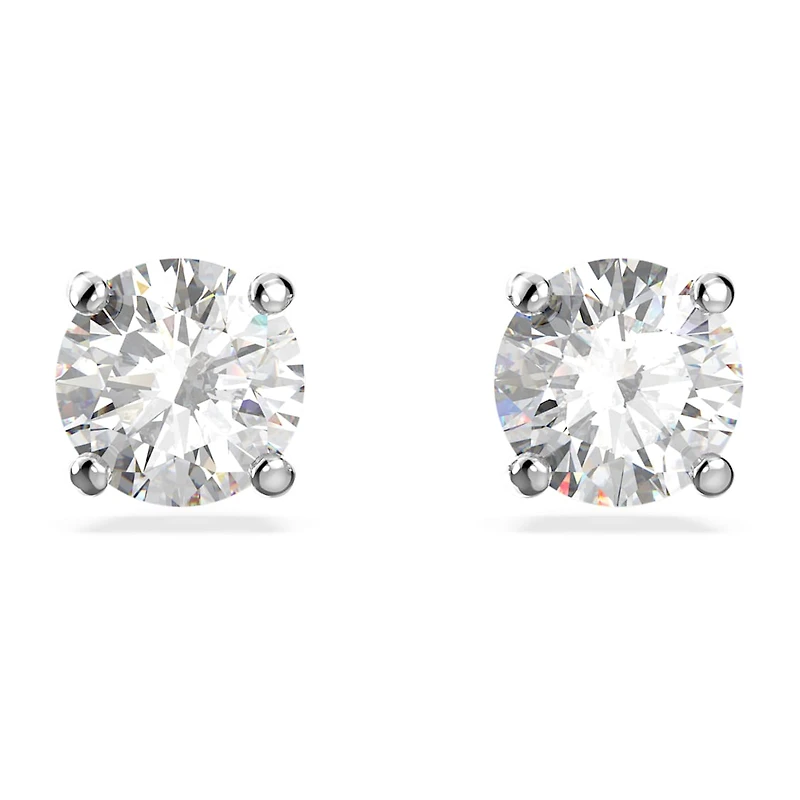 Stilla Attract stud earrings, Round cut, White, Rhodium plated by SWAROVSKI