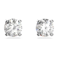 Stilla Attract stud earrings, Round cut, White, Rhodium plated by SWAROVSKI