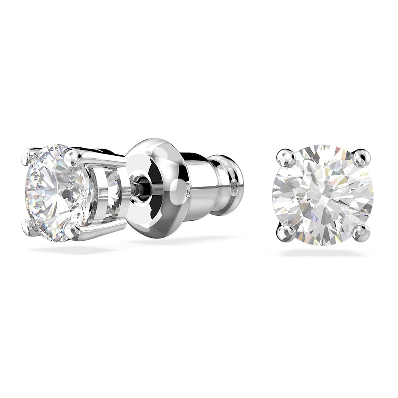 Stilla Attract stud earrings, Round cut, White, Rhodium plated by SWAROVSKI