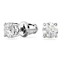 Stilla Attract stud earrings, Round cut, White, Rhodium plated by SWAROVSKI