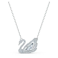 Swan necklace, White, Rhodium plated by SWAROVSKI
