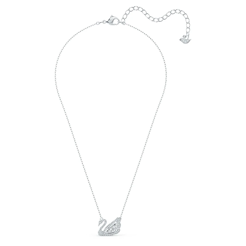 Swan necklace, White, Rhodium plated by SWAROVSKI