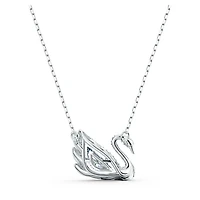 Swan necklace, White, Rhodium plated by SWAROVSKI