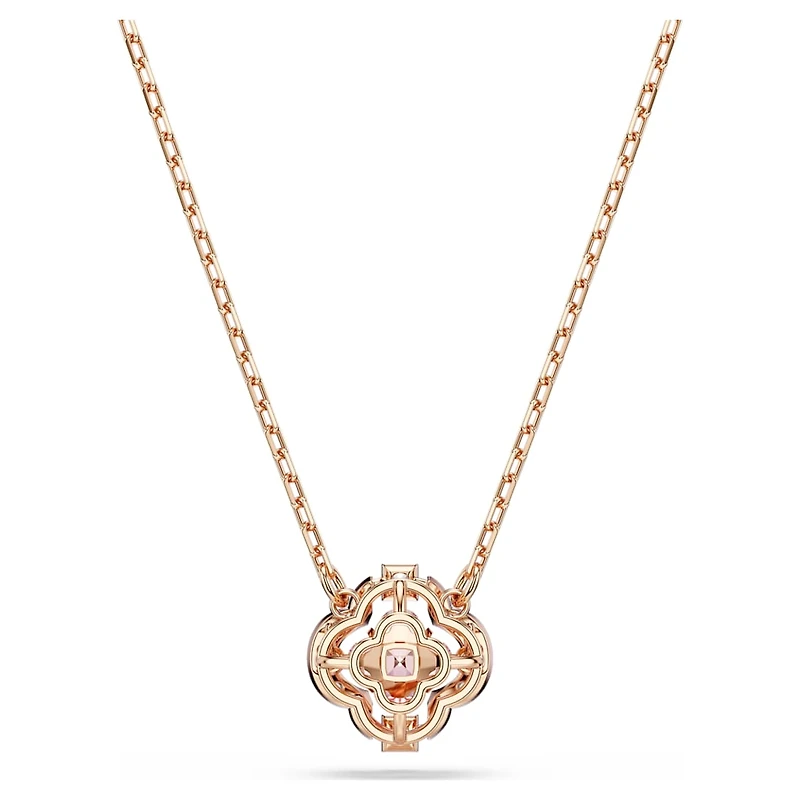 Una necklace, Clover, Pink, Rose gold-tone plated by SWAROVSKI