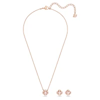 Una set, Mixed cuts, Clover, Pink, Rose gold-tone plated by SWAROVSKI