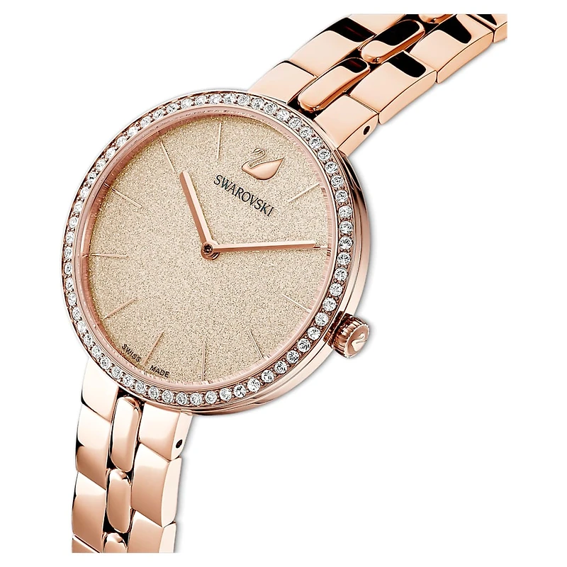 Cosmopolitan watch, Swiss Made, Metal bracelet, Pink, Rose gold-tone finish by SWAROVSKI