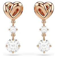 Lifelong Heart drop earrings, Heart, White, Rose gold-tone plated by SWAROVSKI