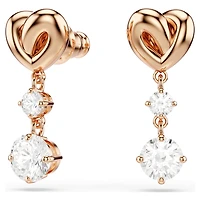 Lifelong Heart drop earrings, Heart, White, Rose gold-tone plated by SWAROVSKI