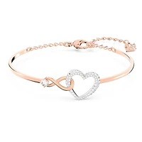 Hyperbola bangle, Infinity and heart, White, Mixed metal finish by SWAROVSKI
