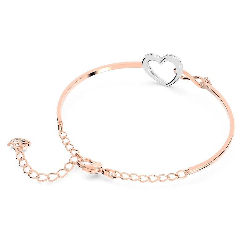 Hyperbola bangle, Infinity and heart, White, Mixed metal finish by SWAROVSKI