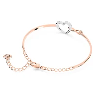 Hyperbola bangle, Infinity and heart, White, Mixed metal finish by SWAROVSKI