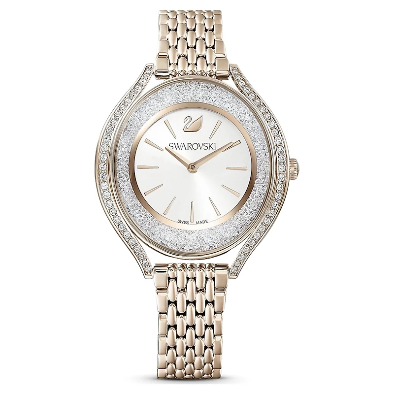 Crystalline aura watch, Swiss Made, Metal bracelet, Gold tone, Champagne gold-tone finish by SWAROVSKI