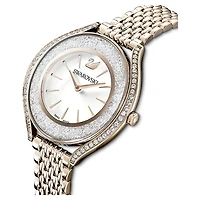 Crystalline aura watch, Swiss Made, Metal bracelet, Gold tone, Champagne gold-tone finish by SWAROVSKI