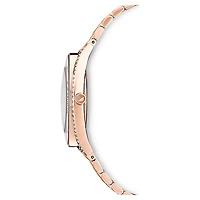 Crystalline aura watch, Swiss Made, Metal bracelet, Rose gold tone, Rose gold-tone finish by SWAROVSKI