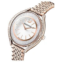 Crystalline aura watch, Swiss Made, Metal bracelet, Rose gold tone, Rose gold-tone finish by SWAROVSKI