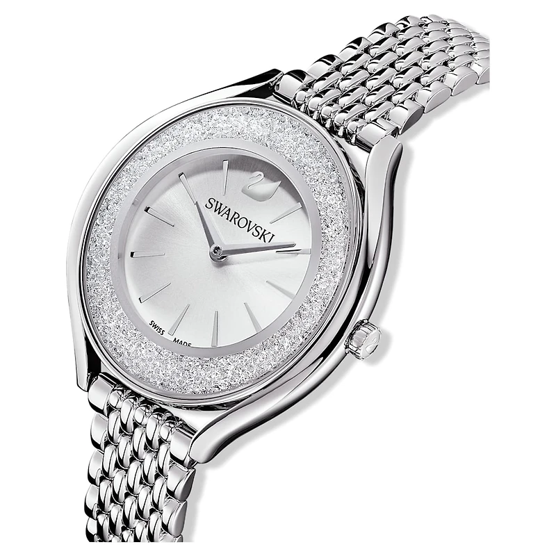 Crystalline aura watch, Swiss Made, Metal bracelet, Silver Tone, Stainless steel by SWAROVSKI