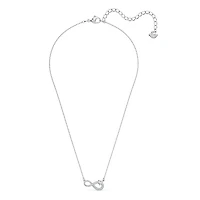 Hyperbola necklace, Infinity, White, Rhodium plated by SWAROVSKI
