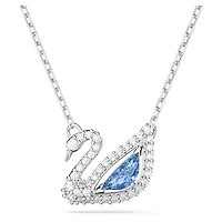 Dazzling Swan necklace, Swan, Blue, Rhodium plated by SWAROVSKI