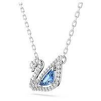 Dazzling Swan necklace, Swan, Blue, Rhodium plated by SWAROVSKI