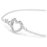 Hyperbola bracelet, Infinity and heart, White, Rhodium plated by SWAROVSKI