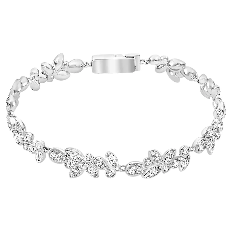Diapason bracelet, Mixed cuts, White, Rhodium plated by SWAROVSKI
