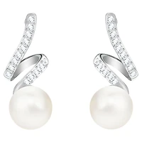 Gabriella drop earrings, White, Rhodium plated by SWAROVSKI