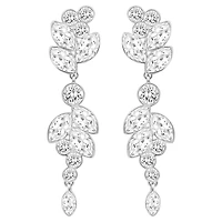 Diapason drop earrings, Mixed cuts, White, Rhodium plated by SWAROVSKI