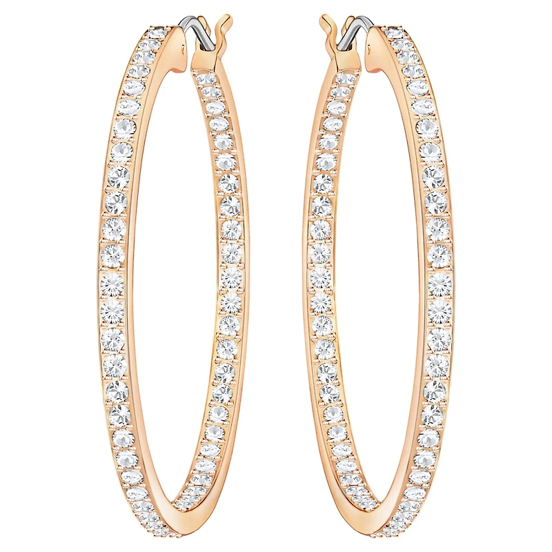 Sommerset hoop earrings, White, Rose gold-tone plated by SWAROVSKI