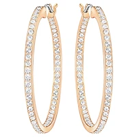 Sommerset hoop earrings, White, Rose gold-tone plated by SWAROVSKI