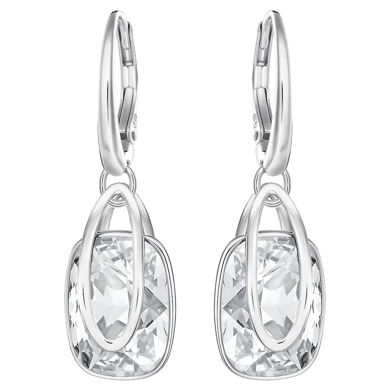 Holding drop earrings, White, Rhodium plated by SWAROVSKI