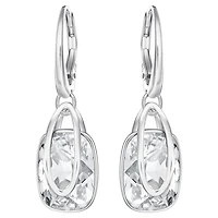 Holding drop earrings, White, Rhodium plated by SWAROVSKI