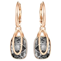 Holding drop earrings, Gray, Rose gold-tone plated by SWAROVSKI