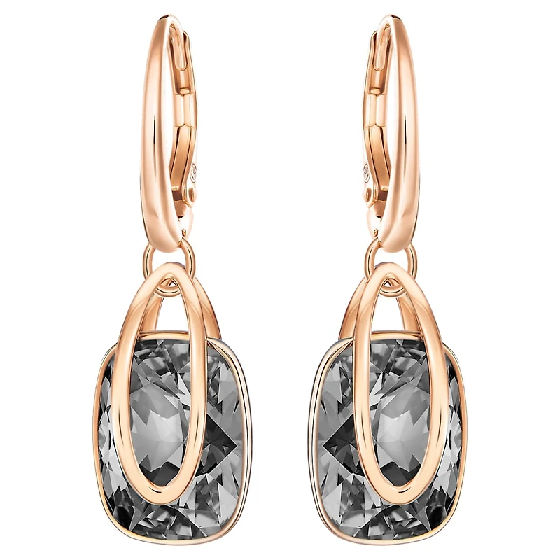 Holding drop earrings, Grey, Rose gold-tone plated by SWAROVSKI