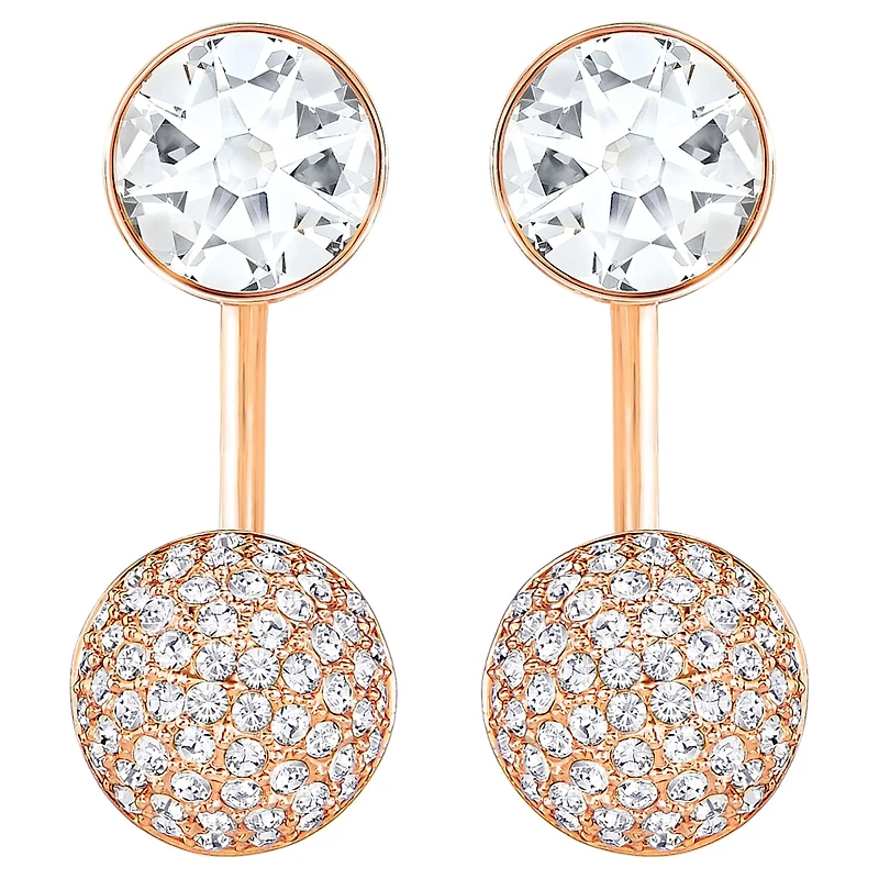 Forward earring jackets, Round cut, White, Rose gold-tone plated by SWAROVSKI