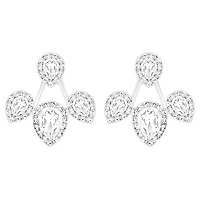 Latisha earring jackets, Pear cut, White, Rhodium plated by SWAROVSKI