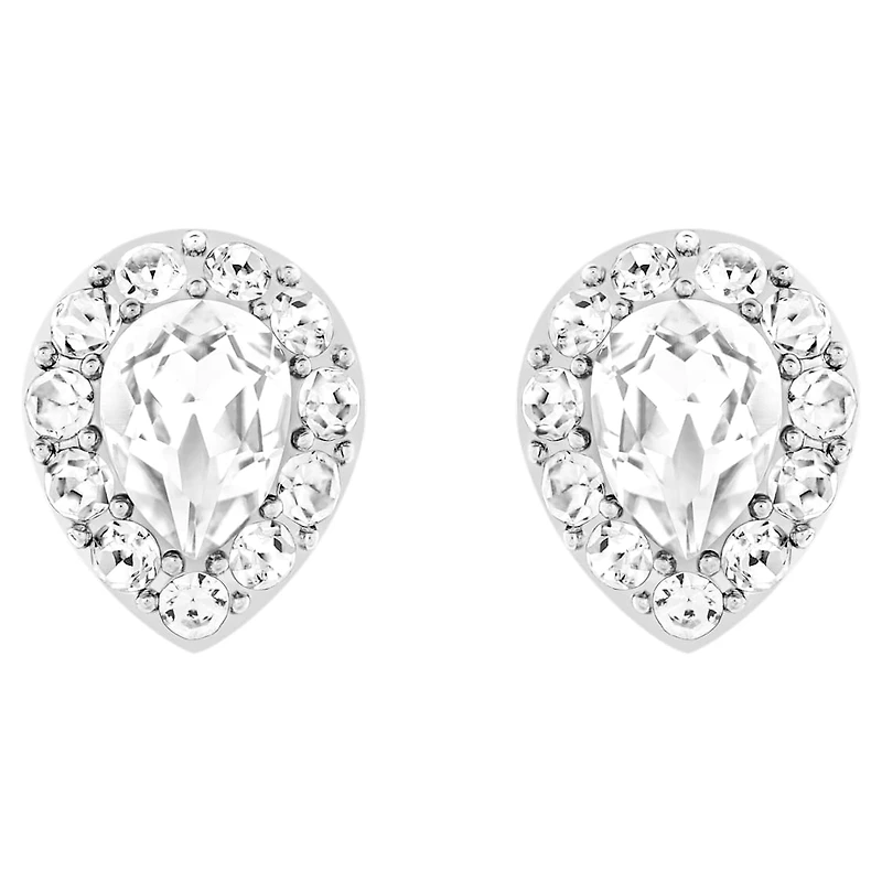 Latisha earring jackets, Pear cut, White, Rhodium plated by SWAROVSKI