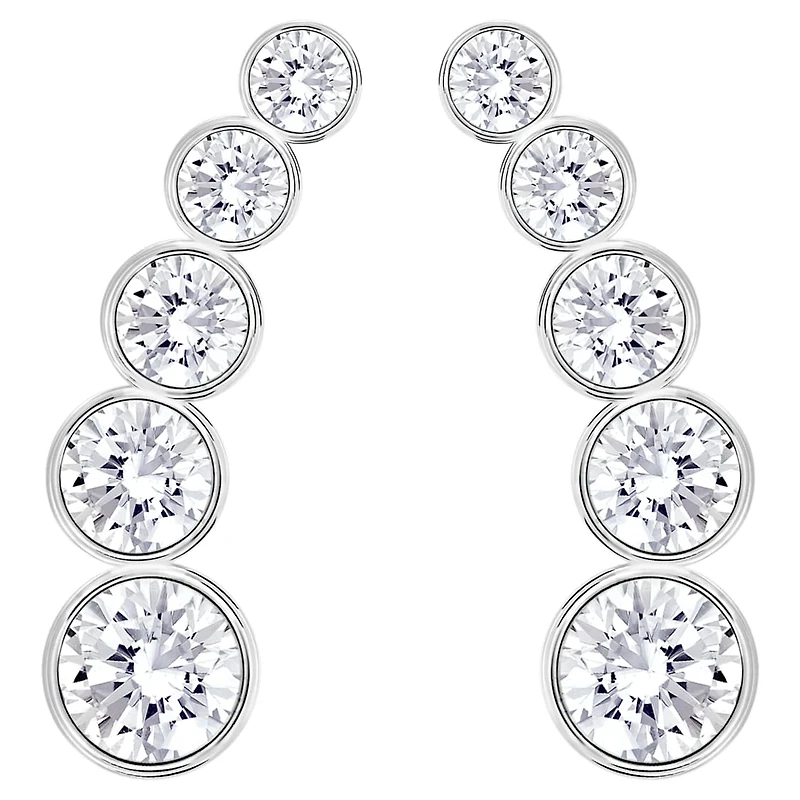 Harley ear cuffs, Round cut, White, Rhodium plated by SWAROVSKI
