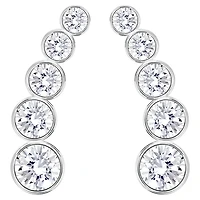 Harley ear cuffs, Round cut, White, Rhodium plated by SWAROVSKI