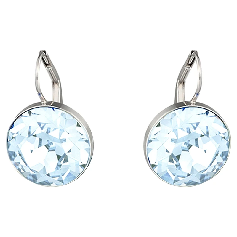 Bella drop earrings, Blue, Rhodium plated by SWAROVSKI