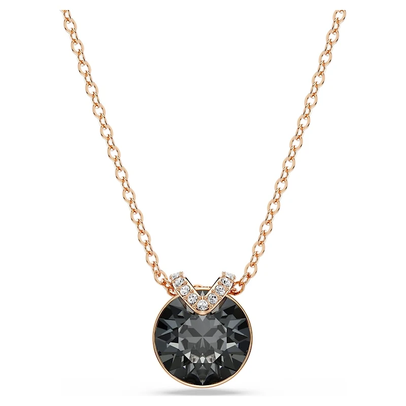 Bella V pendant, Round cut, Grey, Rose gold-tone plated by SWAROVSKI