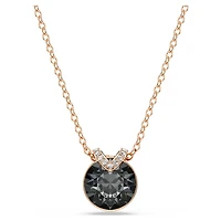 Bella V pendant, Round cut, Grey, Rose gold-tone plated by SWAROVSKI