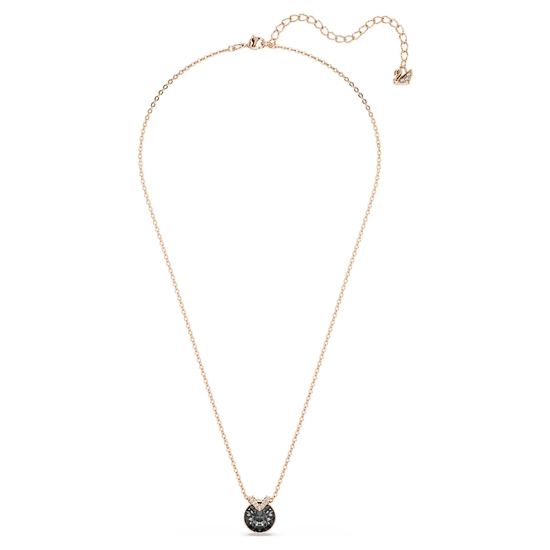 Bella V pendant, Round cut, Grey, Rose gold-tone plated by SWAROVSKI