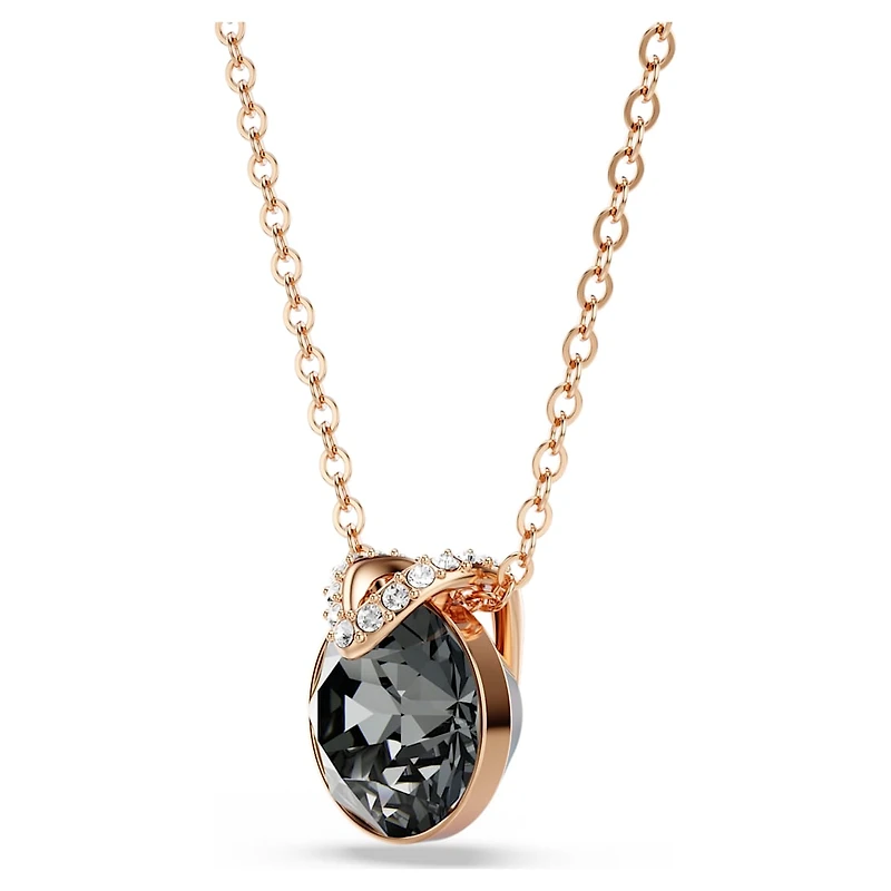 Bella V pendant, Round cut, Grey, Rose gold-tone plated by SWAROVSKI