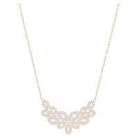 Baron necklace, Leaf, White, Rose gold-tone plated by SWAROVSKI