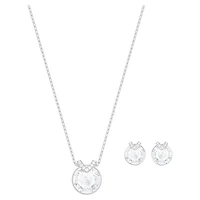 Bella V set, Round cut, White, Rhodium plated by SWAROVSKI