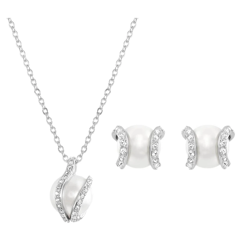 Nude set, White, Rhodium plated by SWAROVSKI